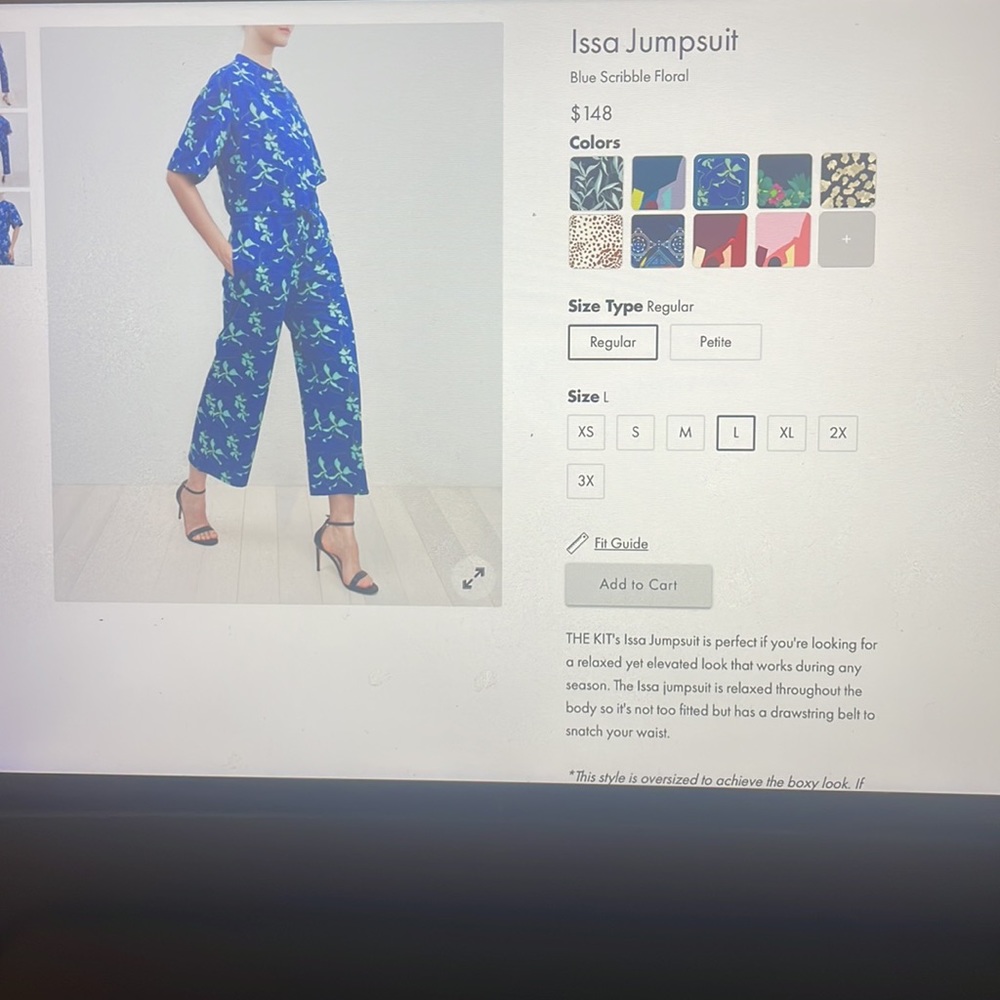 The Kit by Daniel Vosovic Jumpsuit Size Large L Floral Cotton Blue NWT Women’s